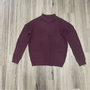 High Neck V Cut Out Sweater